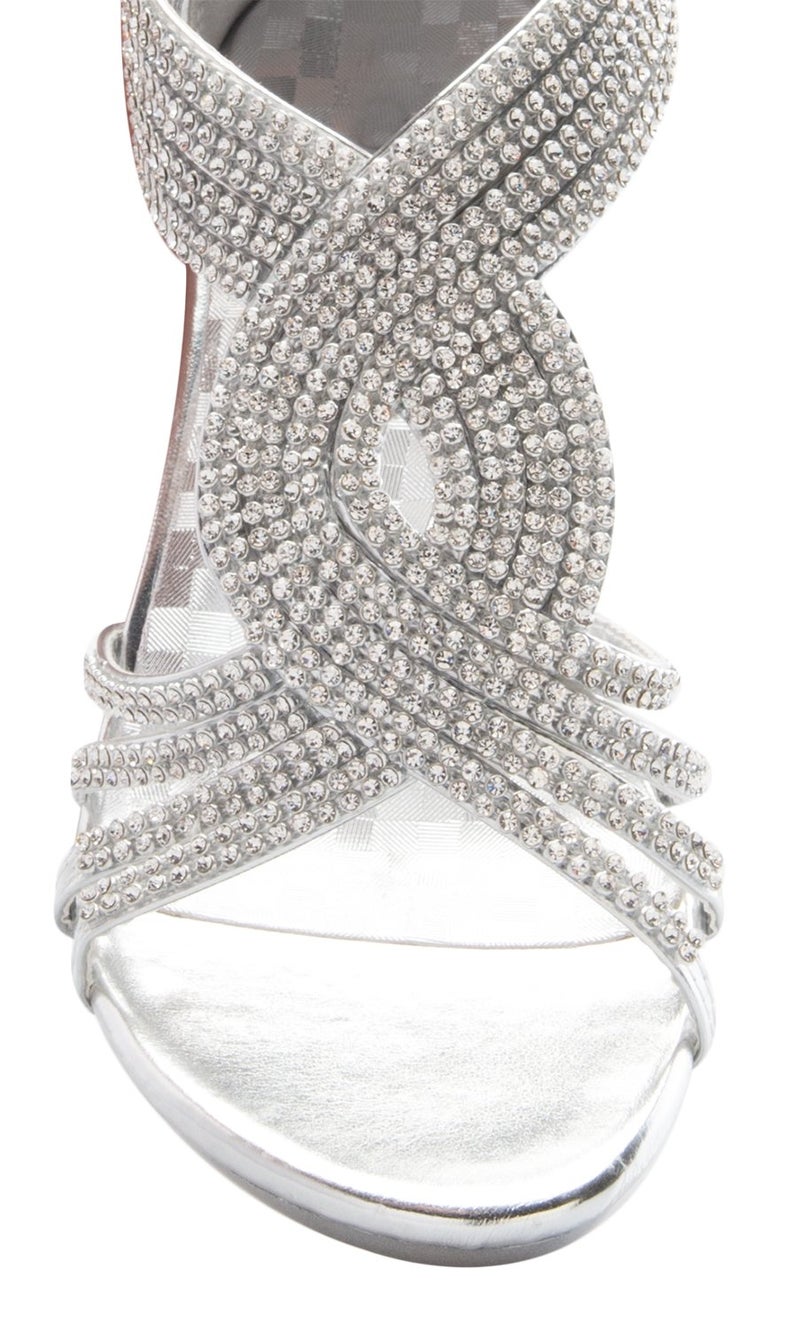 Olivia K Women's Open Toe Strappy Rhinestone Dress Sandal Low Heel Wedding Shoes - Image 5